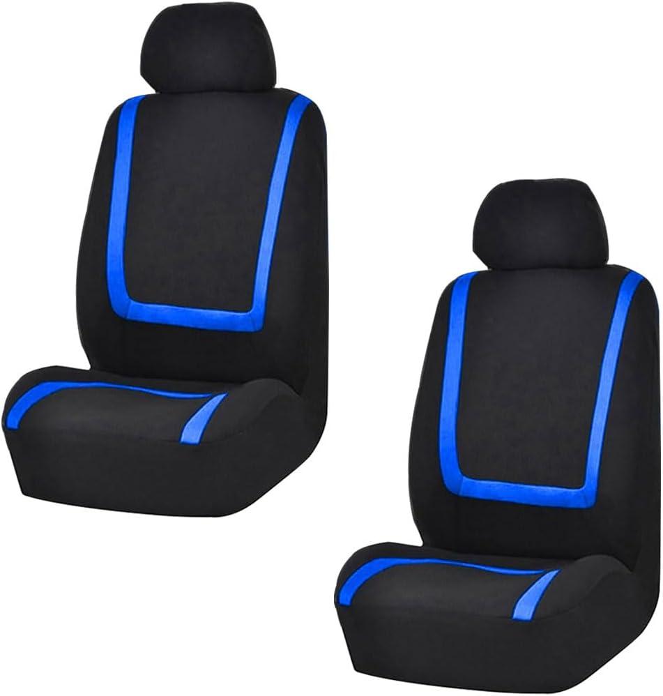 LAINLOY 2 Pack Car Seat Covers, Breathable Seat Protectors, Anti-Slip Driver Seat Cover, Comfortable Front Seat Cover Set Universal Fit for Truck, SUV, Sedan, Airbag Compatible (Black&Blue)