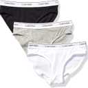 Calvin Klein Girls' Modern Cotton Bikini, Multipack (X-Large, 3 Pack - Heather Grey, Classic White, Black)