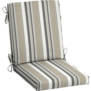 Arden earthFIBER Outdoor Dining Chair Cushion, 20 x 20, Rain-Proof, Fade Resistant, Taupe Grey Boardwalk Stripe