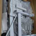 Diroan Kids Functional Desk and Chair Set, Ergonomic Height Adjustable Children School Study Desk with Tilt Desktop, Book Stand, LED Light, Metal Hook and Storage Drawer for Boys Girls(Grey) (Large)