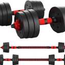 Adjustable Dumbbells Weight Set to 44Lbs, Free Weight Dumbbell with Connecting Rod Used As Barbell, for Men and Women Home Gym Work Out Training Fitness Equipment All-Purpose black