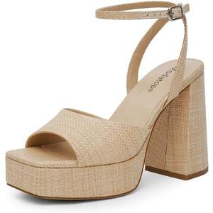 Modatope Platform Heels for Women Platform Sandals Womens Chunky Heel Open Toe Pumps Ankle Strap Womens Wedding Party Pumps Shoes (6.5, Braided)