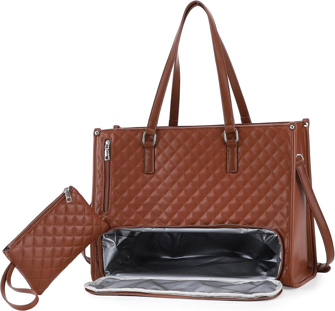 Lunch Tote Bag for Women, 15.6 In Laptop Bag with Insulated Lunch Compartment, lunch bag women, Work Bag, With Purse
