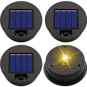 Solar Light Replacement Top Parts 4 Pack(Top Size 3.31 inch,Bottom Size 2.83 inch) 7 Lumens Lantern Lids Waterproof LED Replacement Light Decorations for Outdoor Garden, Patio,Pathway,Yard