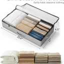 TidyCorner 2-Pack Under Bed Storage Containers, 4.5 Inches Tall Low Profile Underbed Clothes Storage Organizer Bin with Sturdy Sidewalls/Bottom, Underbed Storage Bins 2 Storage Thin Bins