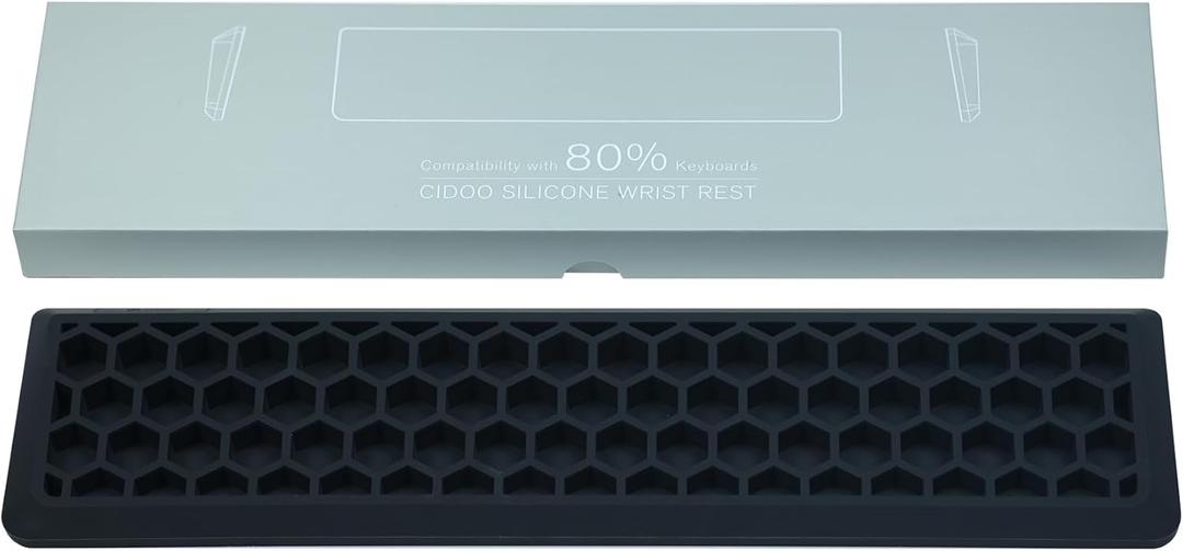 CIDOO Silicone Wrist Rest Pad for 80% Keyboards, Ergonomic Support for Computer and Laptop (Black,80%)