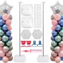 Metal Balloon Column Stand Set of 2, Reusable Telescopic Design, Height Adjustable from 1.57 to 7 Ft, Balloon Stander for Party Decorations