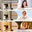 Hollywood Vanity Mirror with Lights 14" x 19", 10x Magnifying, 12 LED Bulbs, 3 Color Lights and 360 Rotation Desk Lighted Makeup Mirror for Bedroom Dresser College Dorm