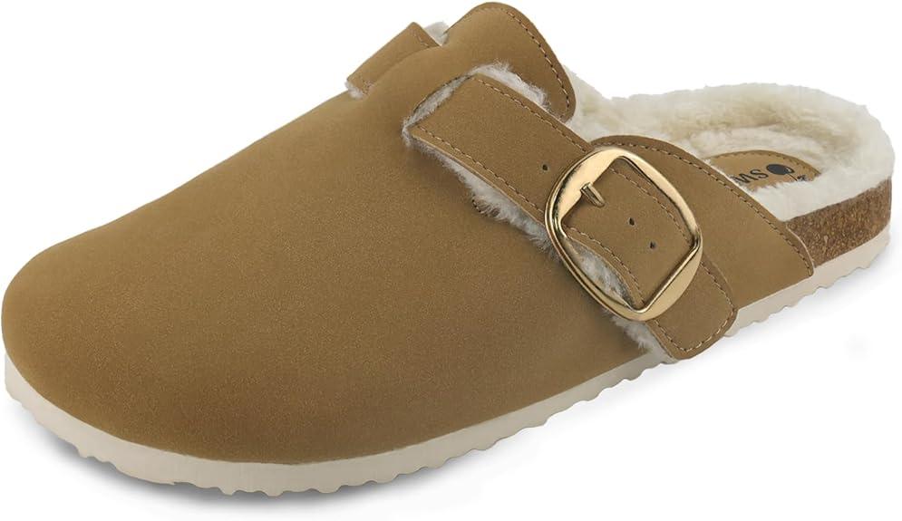 Sweechee Women's Cork Footbed Clogs with Soft Fur Lining, Comfortable Shearling Slippers Women's for Winter
 Size 8