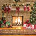 CYLYH 10x10ft Christmas Backdrops Christmas Fireplace Theme Backdrop Tree Sock Decorations for Xmas Party Supplies Photo Background Pictures Banner