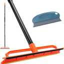 Carpet Rake, Pet Hair Removal Tool for Dog and Cat, 56'' Long Handle Rug Scraper for Stair Carpets, Mats, Couch (Orange)