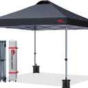 MASTERCANOPY Durable Pop-up Canopy Tent with Roller Bag (8x8, Black)