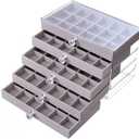 SPAKOWN Earring Box Holder Organizer Display Case, Clear Velvet Jewelry Storage Tray Organizer for Earring Ring Stud (Grey - 5 Drawers)