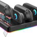 2 x NexiGo Enhanced Controller Charger Dock Compatible with Nintendo Switch 2, Charging Station for Joy-Pads with Multiple RGB Light Modes, Sound Alerts, LED Indicators, Built-in Kickstand