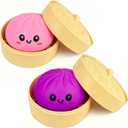 Fuchsia and Pink Dumpling Squishies New Mystery Squishies Dumpling with Box Stress Relief Balls Sensory Toys Desk Squeeze Toys Gift(2PCS)