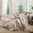 MooMee Striped Duvet Cover Set 100% Washed Cotton Linen Like Textured Breathable Durable Soft Comfy (Orange White Wide Stripes, Cal King 104"x98")