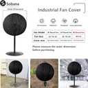 Wall Mount Fan Cover - 30 Inch Industrial & Pedestal Fan Cover, Waterproof & UV-Proof, Black