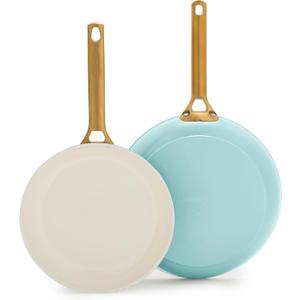 GreenPan Nonstick Reserve Pro 10” & 12” Frying Pan Set, NSF Certified Ceramic, Hard Anodized PFAS-Free Skillets, Stainless Steel Handles, Oven & Dishwasher Safe, Seaside Blue