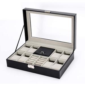 Mens Jewelry Box Watch Display Storage Box with Glass Lid and Bracelet Bangle Tray Watch Box 8 Slots Jewellery Watch Storage Box Great for Shop Window Watch displaying