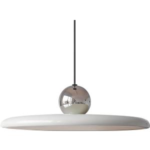 40cm Modern LED Pendant Light, 36W Dimmable Ceiling Hanging Lamp, 3000K/4500K/6000K, Height Adjustable, Metal Round Chandelier for Dining Room, Living Room, Bedroom (Silver + White)
