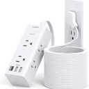 25Ft Extension Cord with Multiple Outlets, Flat Plug Power Strip Surge Protector with 25 Ft Long Cord, 6 Outlet 3 USB Ports (1 USB C), Multi Outlet Wall Plug for Travel, College, Dorm Room Essentials (White)