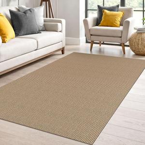 IOHOUZE Washable Area Rug 4x6 Non Slip Rubber Backed Woven Indoor Outdoor Rugs for Entryway Bedroom Rug Kitchen Floor Throw Carpet for Entrance Living Room, Orange/Tan/Brown