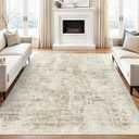 Soalmost 6x9 Abstract Area Rugs for Living Room 6 x 9 Washable Non Slip Low Pile Gray Rugs for Bedroom Dining Room Foldable Thin Beige Gray