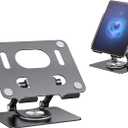 JOIOT Swivel Tablet Stand with 360 Rotating Base, Adjustable Holder for Drawing, Compatible with iPad Pro/Air/Mini and More (Black)