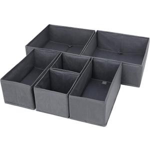 6 Pack Drawer Organizers for Clothing, Dresser Drawer Organizer Clothes,Closet Organization for Clothing, Baby Clothes, Underwears, Socks (Grey)
