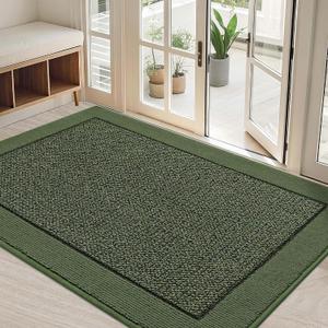 BEQHAUSE Indoor Door Mat 32" x 48", Dirt Trapper Door Mats Non-Slip Entryway Rugs Washable, Resist Dirt Absorbent Welcome Mat, Low Profile Floor Mats for Front Back Door and Entryway, Green