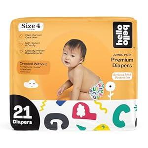 Hello Bello Premium Baby Diapers Size 4, 21 Count of Disposable, Extra-Absorbent, Hypoallergenic Baby Diapers with Snug and Comfort Fit, Alphabet Soup