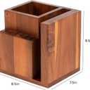KitchenEdge Acacia Magnetic Knife Block and Cooking Utensil Holder, Sleek Storage for Chefs Knives, Steak Knives, Spatulas, Scissors, Non-Slip Rubber Feet, Easy to Clean, Kitchen Countertop Organizer