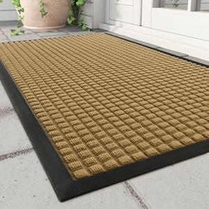 MontVoo-Door Mat Outside Entrance Outdoor Indoor Front Doormat for Entryway-Durable Rubber Backed Welcome Entry Mat Non Slip Dirt Trapper Absorbent-Yellow 24’’x36’’