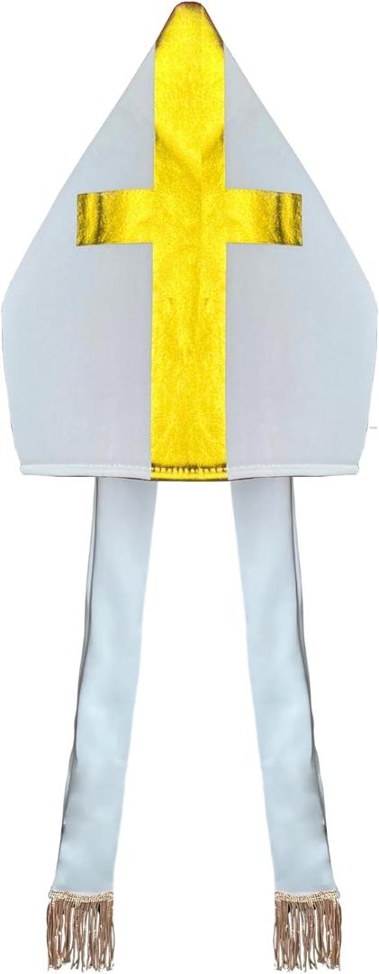 Adult Mitre Accessory  Pope, Cardinal, and Bishop Costume Hat Accessory for Halloween