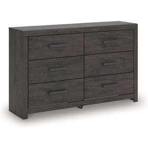 Signature Design by Ashley Prendonea Casual 6-Drawer Dresser with Easy Glide and Safety Stop for Bedroom, Gray (Charcoal)