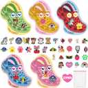 32 Sets Valentines Day Cards for Kids School Classroom Kit, 32PCS Funny Valentines Gift Cards with 64PCS Shoe Charms Bulk, Valentine Exchange Card for Boys Girls Class Classroom Gifts Party Favors (Multi-colored-32sets)