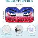 American Flag Fun Eyes Car Window Shade Heat Insulation Sun Shade for Car Windshield, Glitter Front Window Sunshade Hello USA Sun Visor Shade Sunshade Shield Keep Vehicle Cool (55x30 inches)