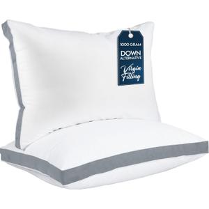 Utopia Bedding Bed Pillows for Sleeping Queen Size (Grey), Set of 2, Cooling Hotel Quality, Gusseted Pillow for Back, Stomach or Side Sleepers