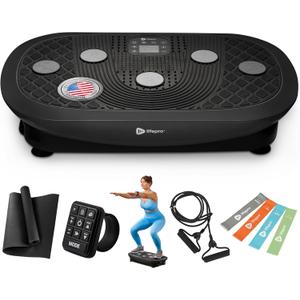 Lifepro Rumblex 4D Pro Vibration Plate - Whole Body Vibration Platform Exercise Machine - Ideal for Home Workouts Muscle Strength Circulation Flexibility - Includes Resistance Bands and Accessories (Small, Black)