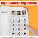 Uvital Big Button Phone for Seniors - Simple Basic Telephone for Elderly, White Telephone Landline Phones, Home Phone for Seniors - Amplified Ringer | Loud Speaker | One-Touch Dial Photo Button