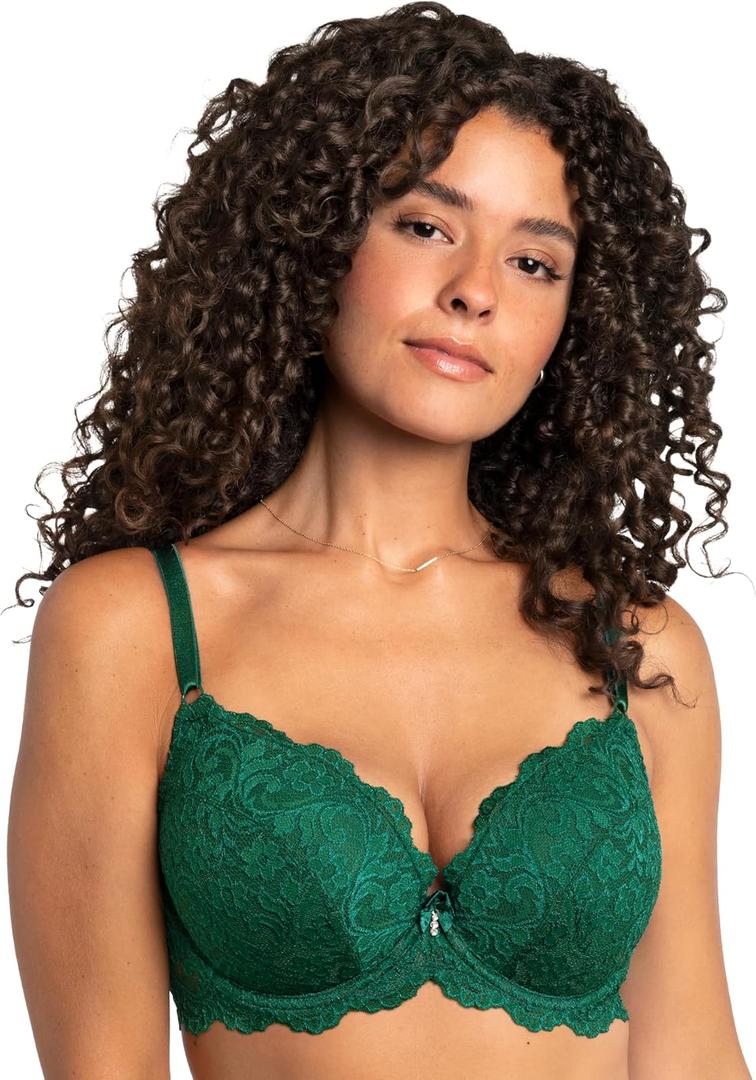 Smart & Sexy Women's Signature Lace Push-up Bra - Perfect for Seeking Effortless Style and Comfort (34C, Emerald)