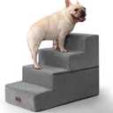 Aodisman Dog Stairs for Bed 18.5" H, 4-Step Dog Steps for Small Dogs and Cats, Indoor Non-Slip Balanced Pet Stairs are Suitable for Puppy, Older Cat,Gery (Grey)