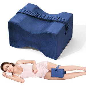 Knee Pillow for Side Sleepers,Leg Pillow for Sciatica,Back,HIPS,Knees,Joints Pain Relief,Pillows for Between Legs While Sleeping Spine Alignment Support & Relieves Pain (Navy)