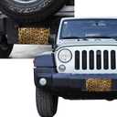 Glitter Leopard Print Front License Plate for Women Car Vanity Plates Decorative Aluminum Metal Cute Novelty License Plate Cover for Men 6x12 Inch (4 Holes)