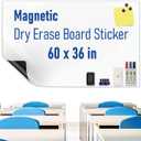 Magnetic Whiteboard Sticker - Adhesive Backing 60" x 36" Dry Erase Board for Wall Whiteboard Contact Paper for Office Home Include Starter Kit
