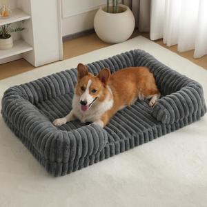 Cat Bed for Indoor Cats，Washable Dog Couch Bed for Small Dogs up to 20lbs, Rectangle Puppy Bed 22.4x17.7x4.7inches(Gray)