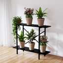 Zhongma 2 Tier Window Height Metal Sturdy Heavy Plant Stand, Narrow Plant Stand Indoor and Outdoor, L35.43 x W10.3 x H27.5 inch, 440 LBS Capacity & Heavy Duty Construction