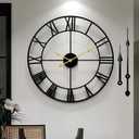 Large Big Wall Clocks for Living Room,Decorative Round Modern Wall Clock,Roman Silent Black Clock Battery Operated for Bedroom/Kitchen/Entryway/Office/Farmhouse 24Inch