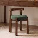 LUE BONA Wood Vanity Chair Stool with Back, Mid-Century Makeup Bench, Green, 17.9"W x 17.9"D x 25.2"H