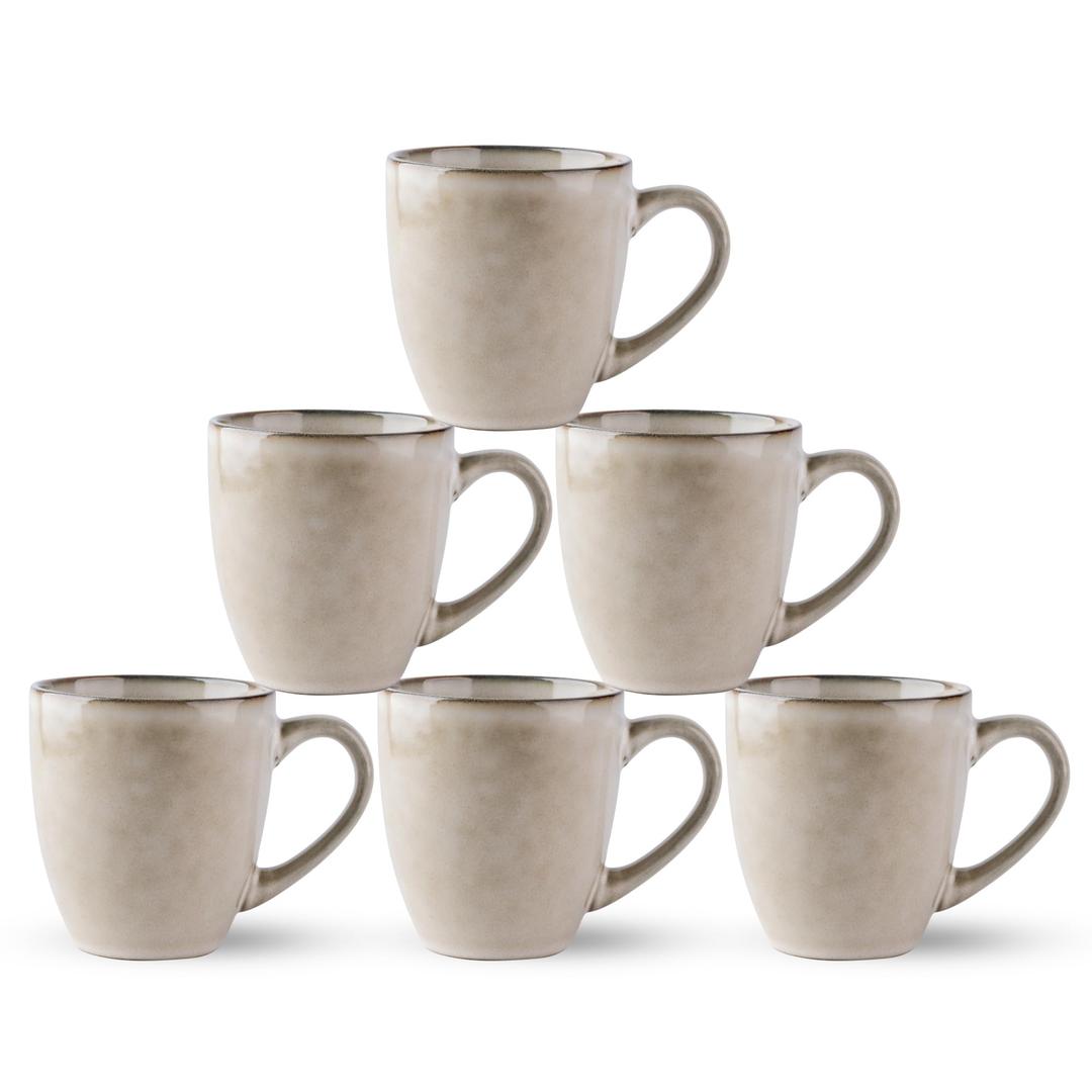 GBHOME Ceramic Ceramic Coffee Mugs Set of 6, 12oz Stoneware Coffee Mugs Set For Dad Mom Women MEN, Light Weight Ceramic Coffee Cups for Latte/ Tea/ Beer/ Hot Cocoa, Dishwasher & Microwave Safe, Cappuccino